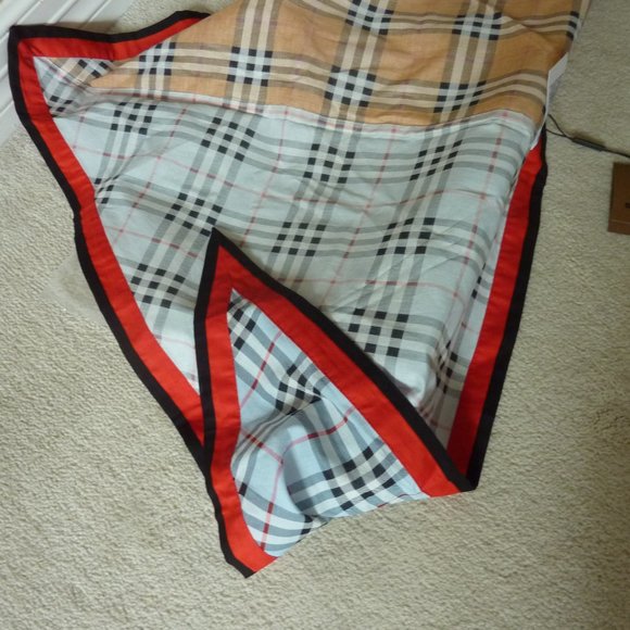 Burberry Cotton Contrast Check Bandana in Blue/Orange Multi Tone (NEW) - Picture 5 of 7